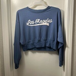 Blue Los Angeles Cropped Crewneck Sweatshirtrt